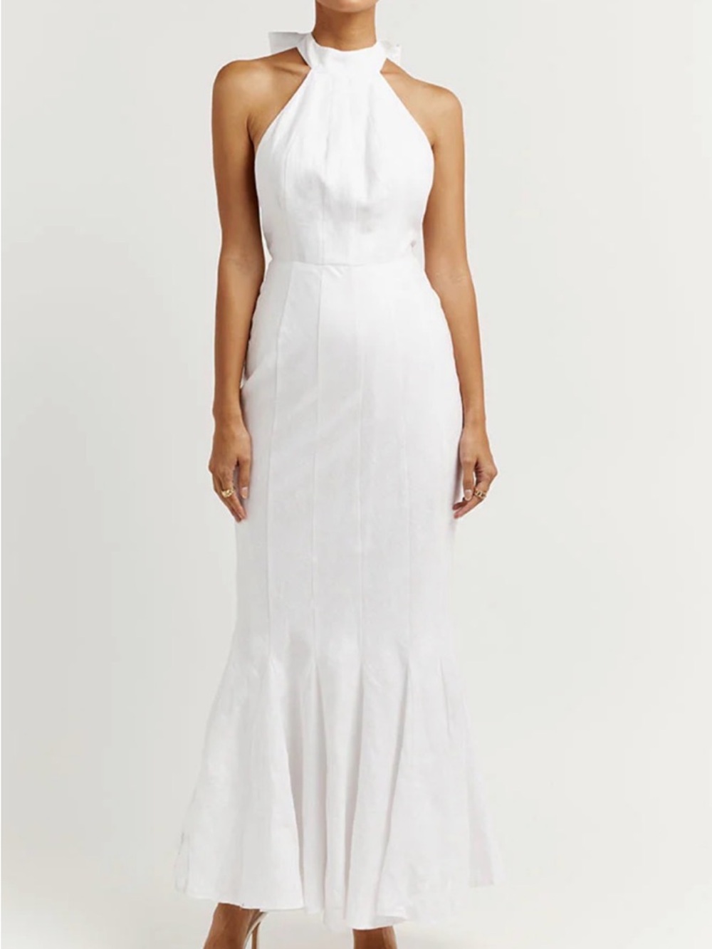 DISSH White Halter Neck Maxi Dress